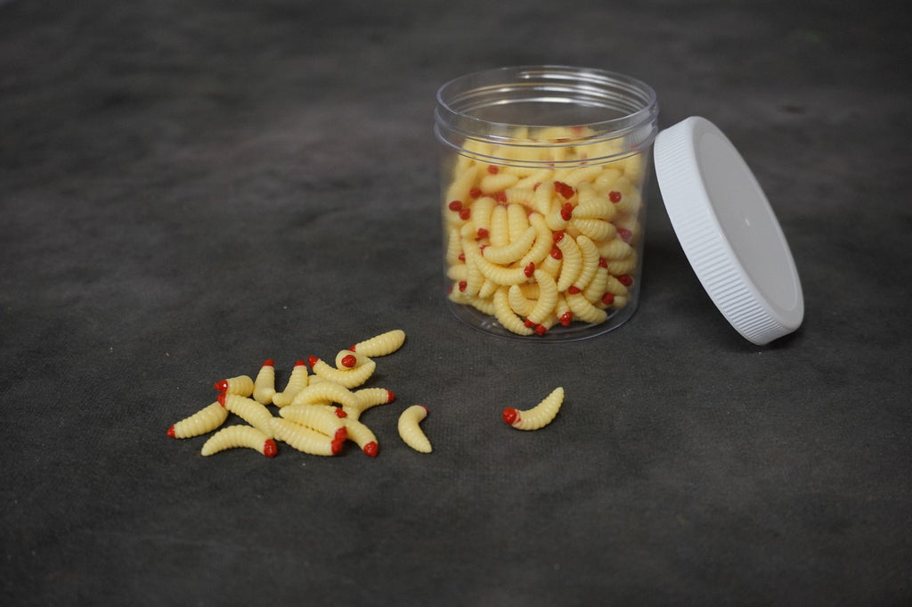 Jar of 50 Loose Rubber Maggots Dapper Cadaver Props
