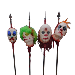 Clown Heads on Spikes 4 Pc Pack