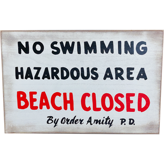 Jaws No Swimming Wood Sign