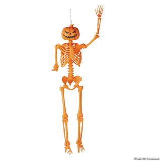 5 Ft Posable Orange Pumpkinhead Skeleton