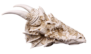 Ornate White Dragon Skull