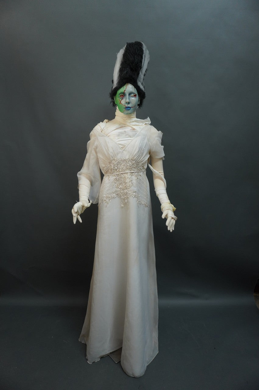 bride of frankenstein white dress Halloween Costume Linda is 53 wearing a small Need help with deciphering Bride