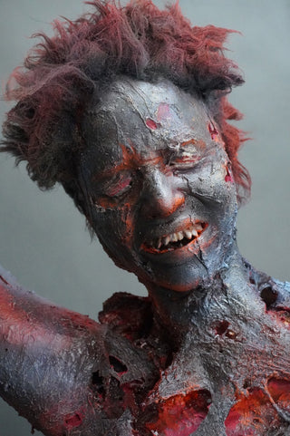 Burning Jamie Kneeling Body with Light and Smoke FX