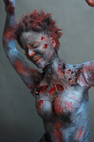 Burning Jamie Kneeling Body with Light and Smoke FX