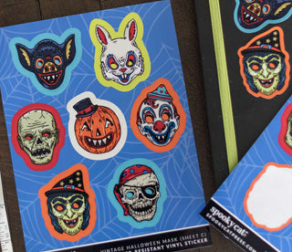 Vintage Halloween Mask Sticker Sheet