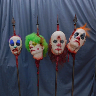 Clown Heads on Spikes 4 Pc Pack