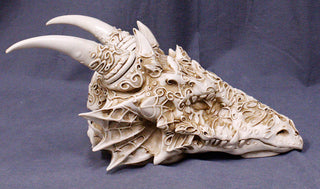 Ornate White Dragon Skull