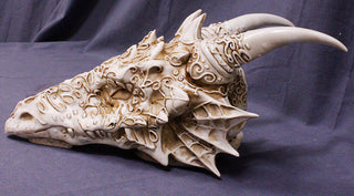 Ornate White Dragon Skull