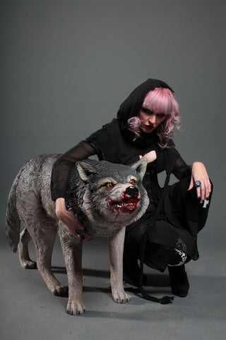 Lifesize Snarling Wolf Statue - Special Order