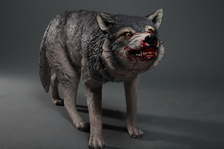 Lifesize Snarling Wolf Statue - Special Order